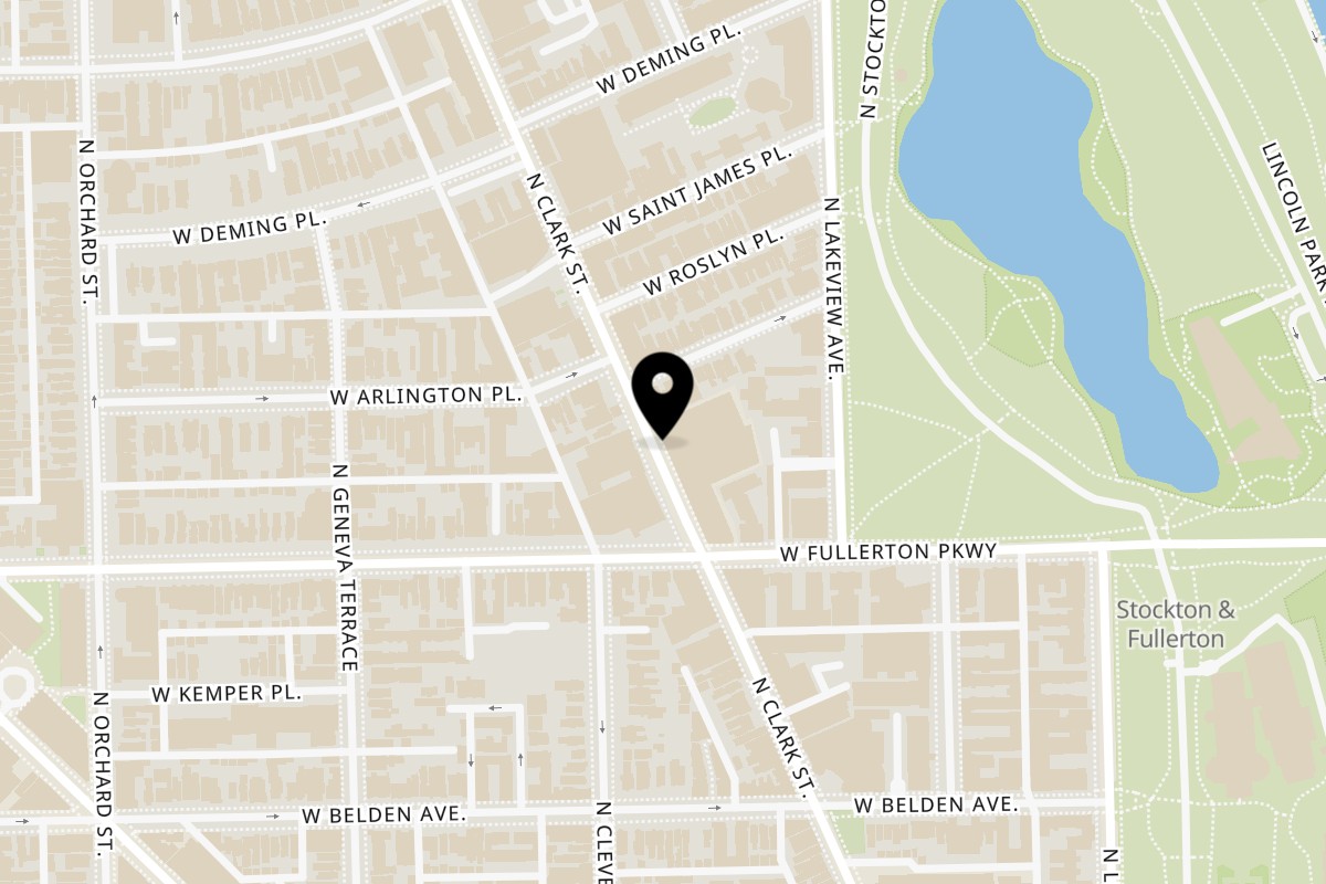 Map showing the location of Döner 97 on 2435 N Clark St in Chicago